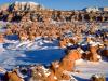 Snow-covered Goblin Valley, Utah